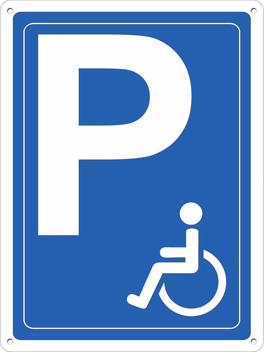 Parkeerbord voor gehandicapten 30 x 40 cm - aluminium composiet - eenvoudig te installeren - SnelShoppen
