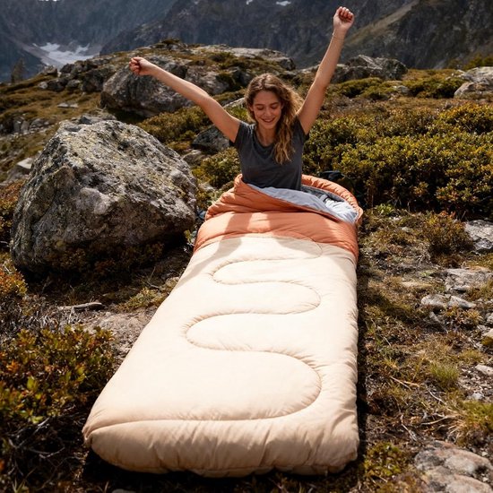 Slaapzak Camping - Outdoor Slaapzak Kamperen - Kamperen Wandelen - Winddicht Warmte-isolerend - 210 x 75 cm - Kaki — afbeelding 4