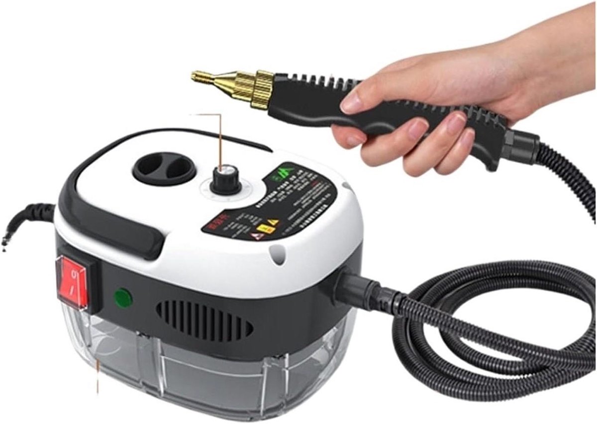 Stoomreiniger - Hogedruk reiniger - Hygiënisch reinigen - Hogedruk stoom - 2500W - Wit