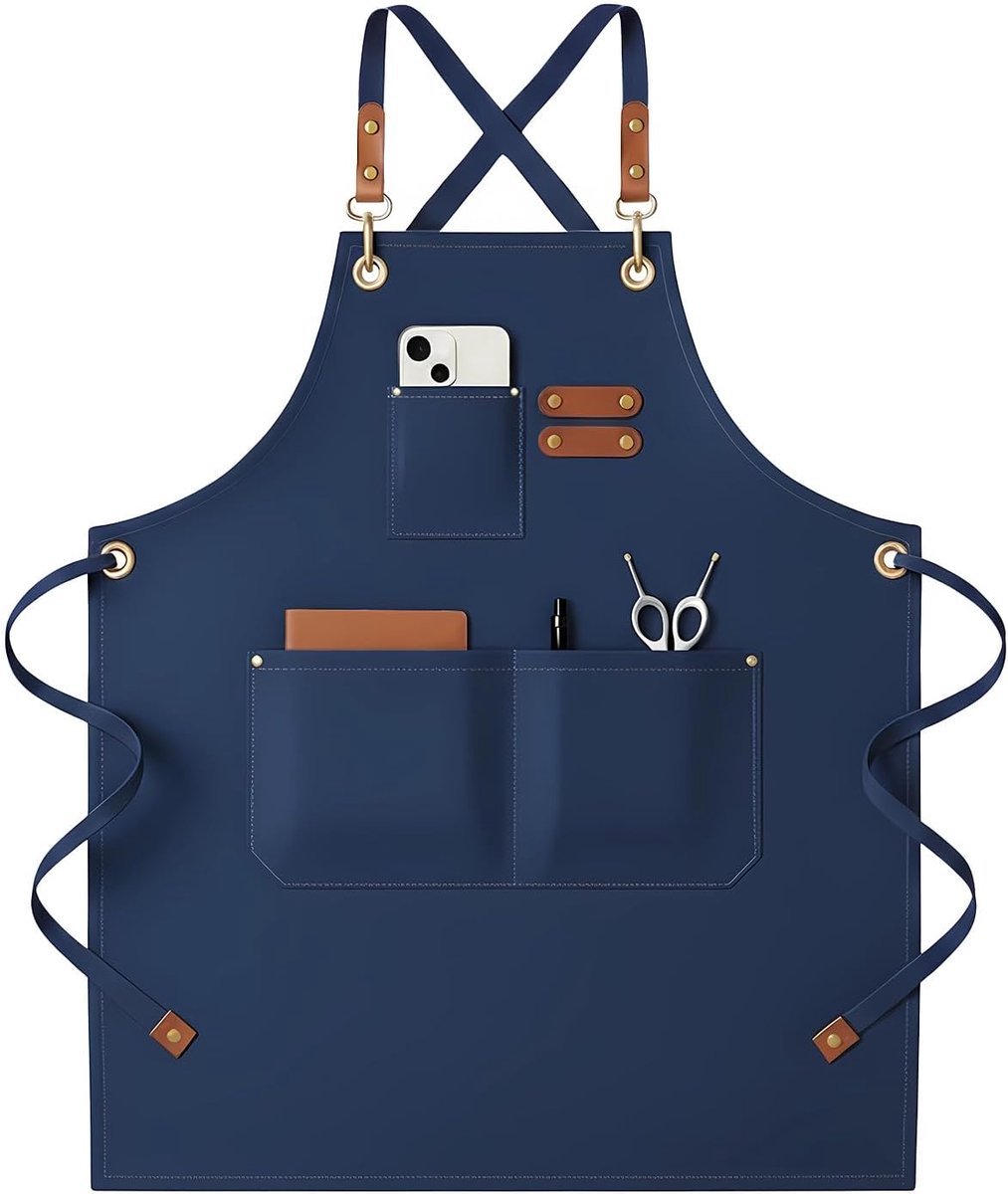 Keuken schort voor vrouwen en mannen - robuust canvas - verstelbaar met grote pocket - ideaal voor barbecue - SnelShoppen