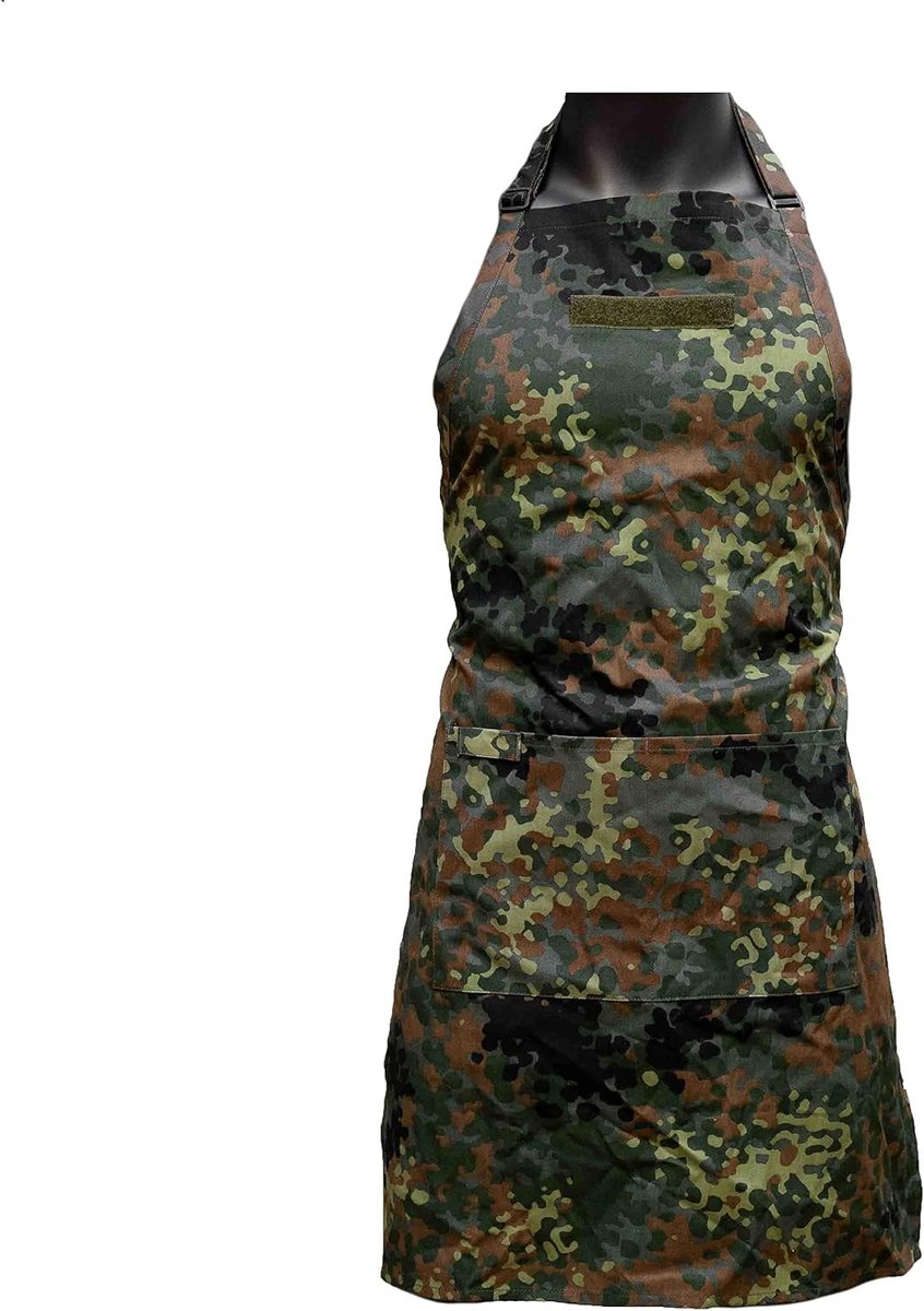 BBQ schort unisex - camouflage groen - met zakken en patch oppervlak - ideaal voor grillen - SnelShoppen