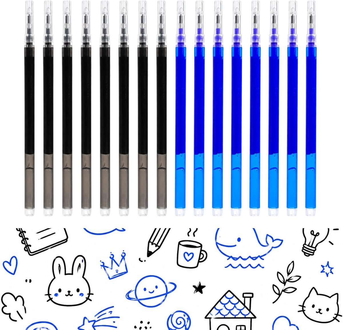 Uitwisbare vullingen 0,7 mm - Blauw en zwart - Compatibel met Pilot FriXion en meer - Ideaal voor foutloos schrijven - SnelShoppen