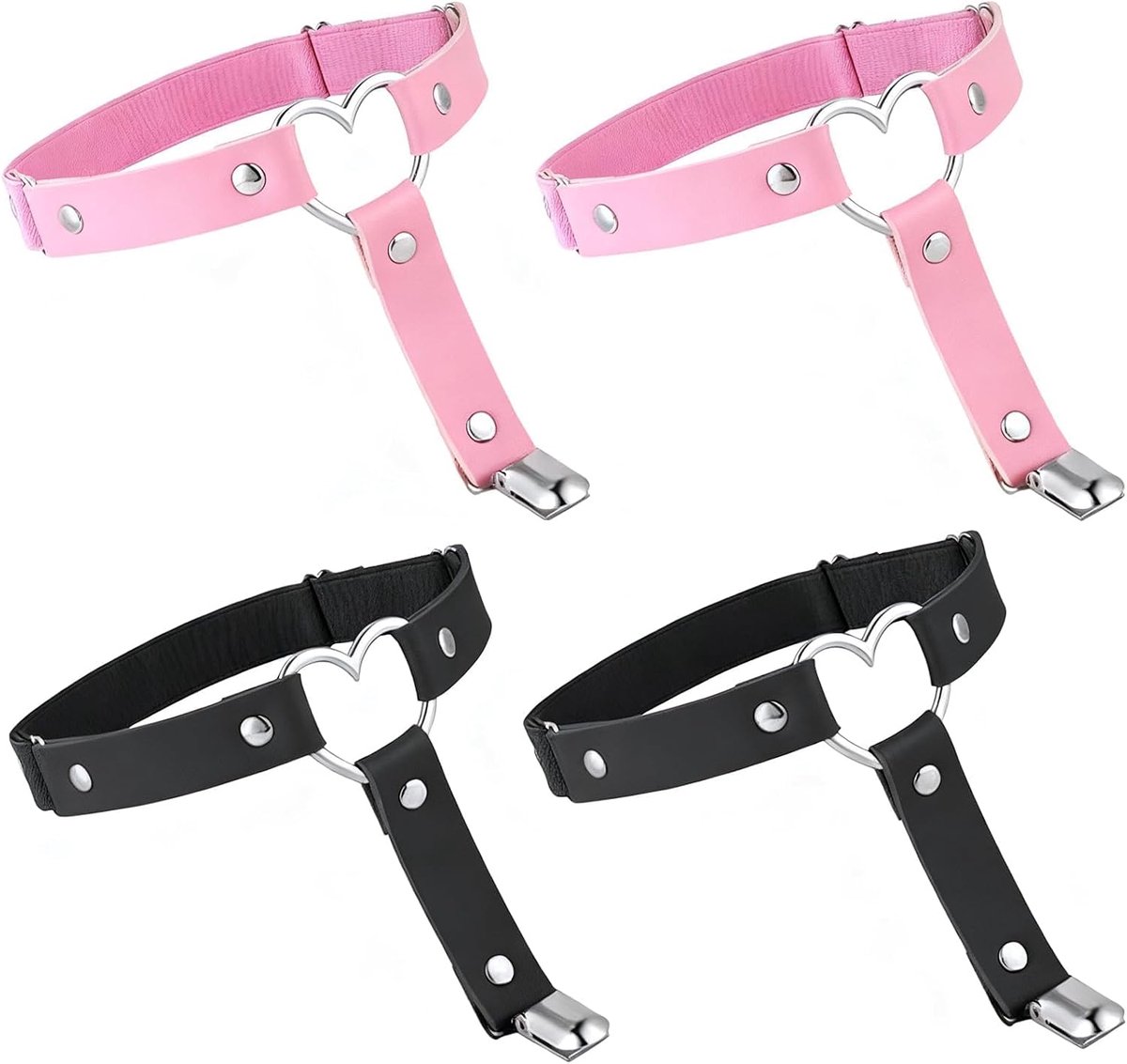 Damesdijbanden met hart metalen ringen - PU leer - punk stijl - voor een opvallende look - SnelShoppen