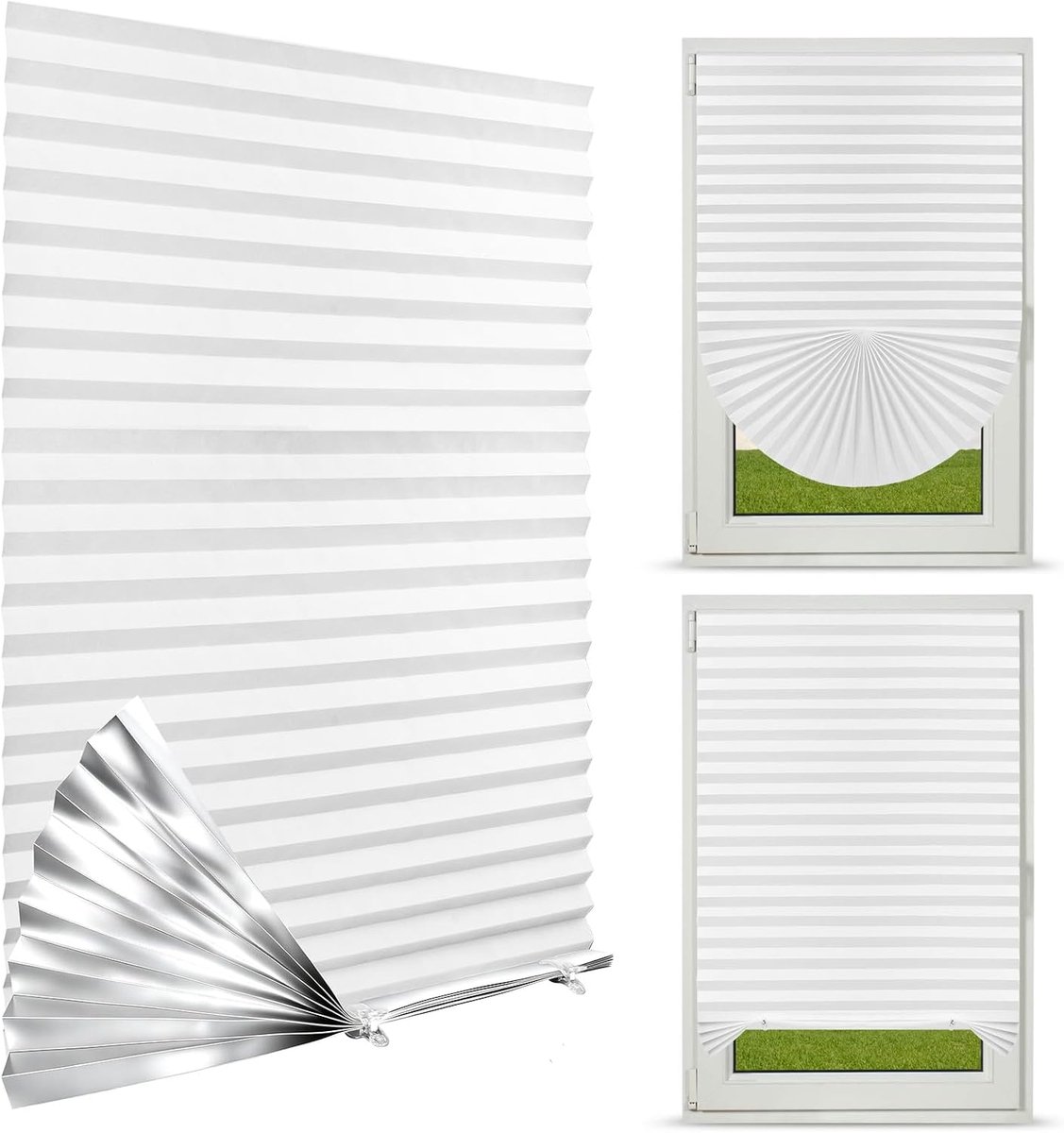 Plissé gordijn 60 x 150 cm - fleece - zelfklevend - verduistering - SnelShoppen