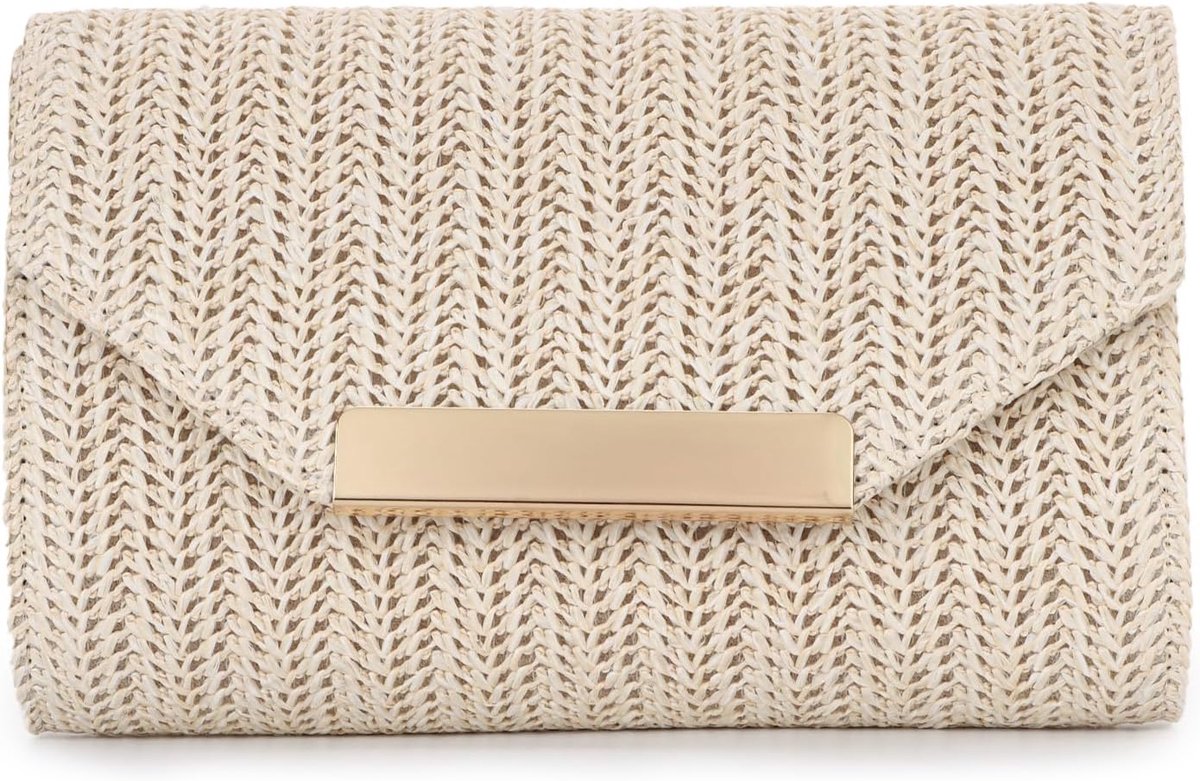 Rieten clutch voor dames - gevlochten raffia - trendy strandtas - perfect voor bruiloften - SnelShoppen