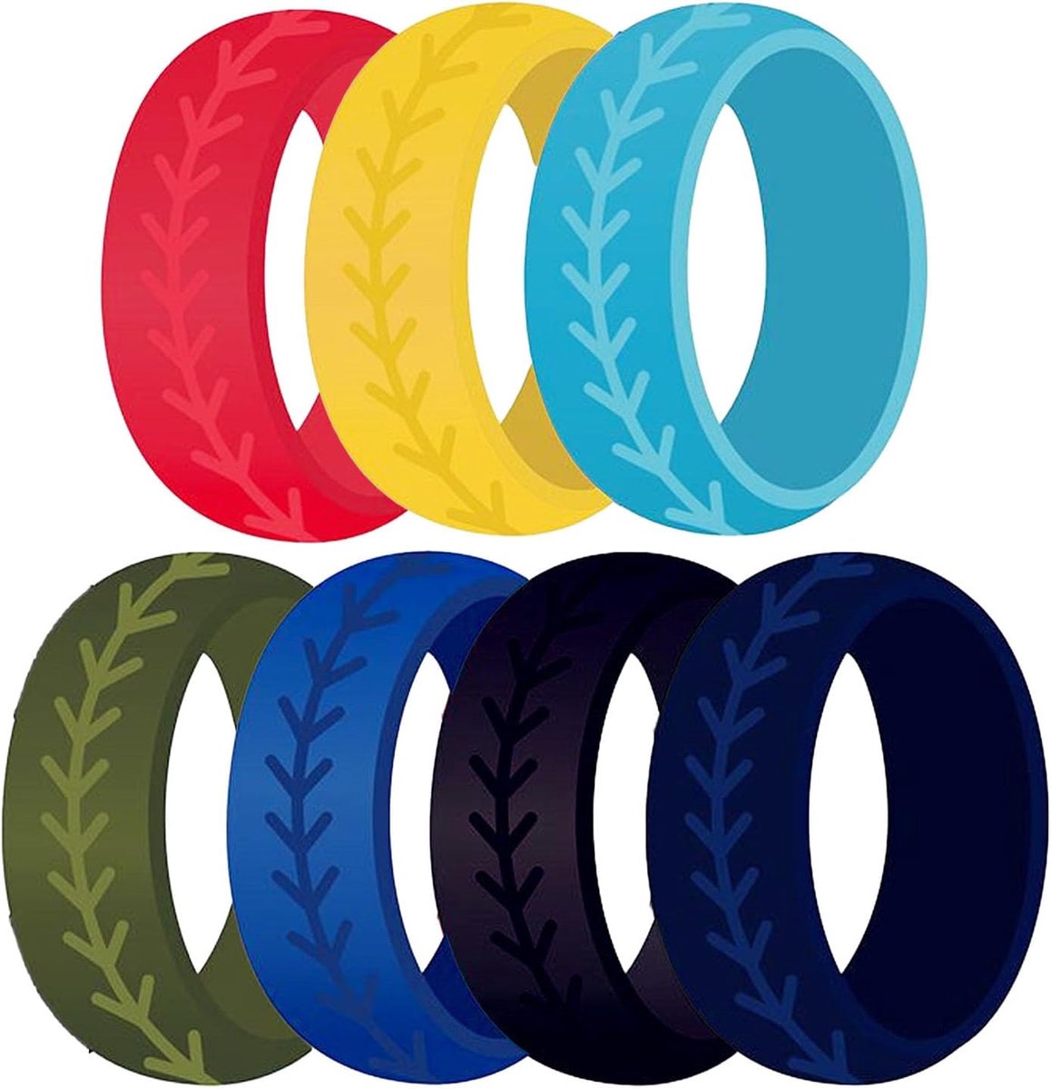 Siliconen Trouwringen Set van 7 - Ademend 8.5mm Rubber - Comfortabel en Huidvriendelijk - Perfect voor Sport en Werk - SnelShoppen