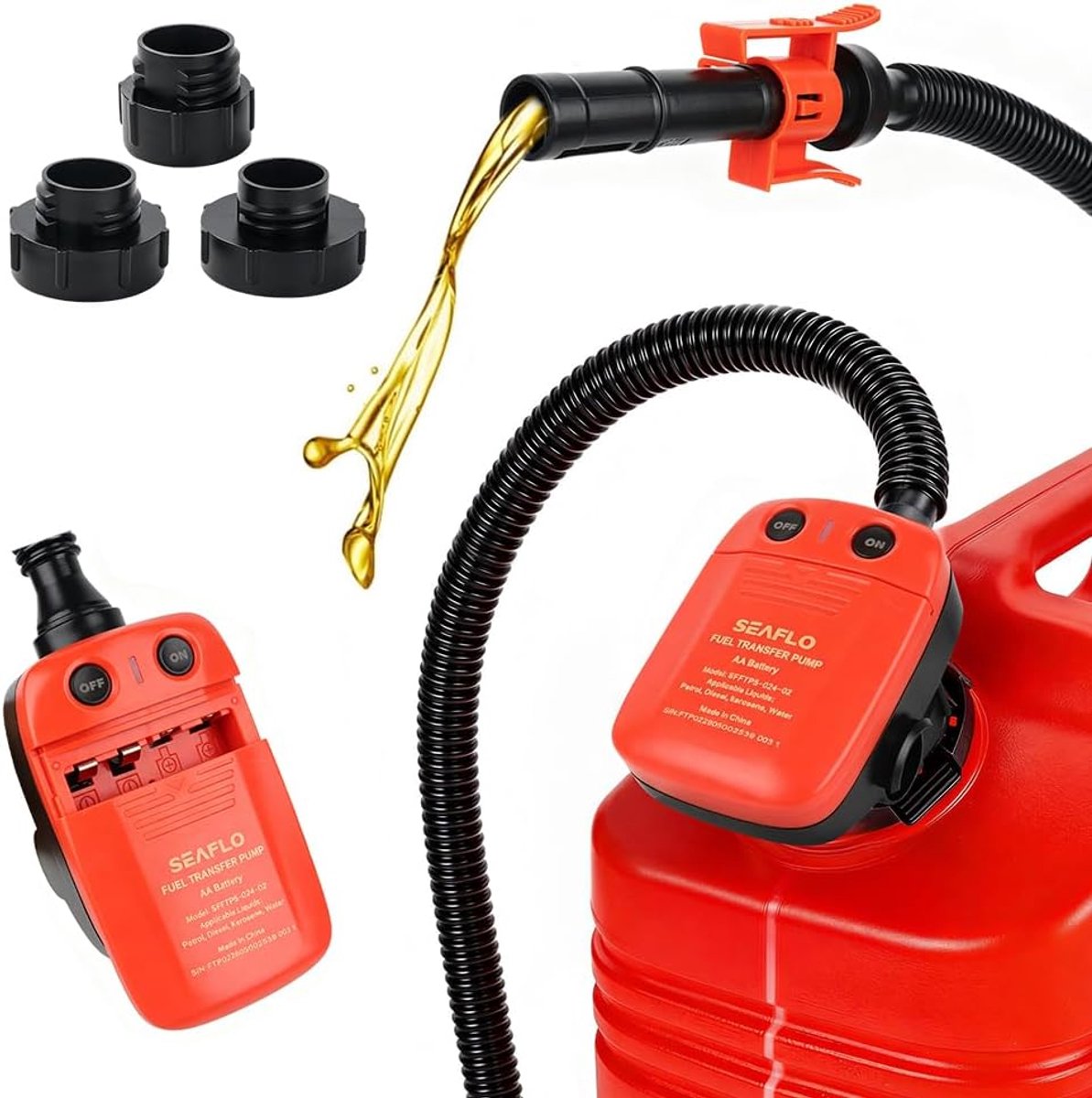Elektrische brandstofpomp met automatische stop - 9 LPM - met adapter in 3 maten - m-winkel