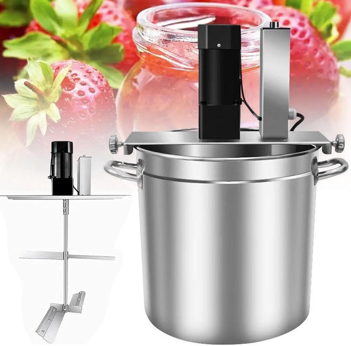 Keukenmixer Automatisch - Roerapparaat Verwarmd - Sauzen en Vullingen Maken - Dubbellaags Roerbladen - 15 Liter - Zilver