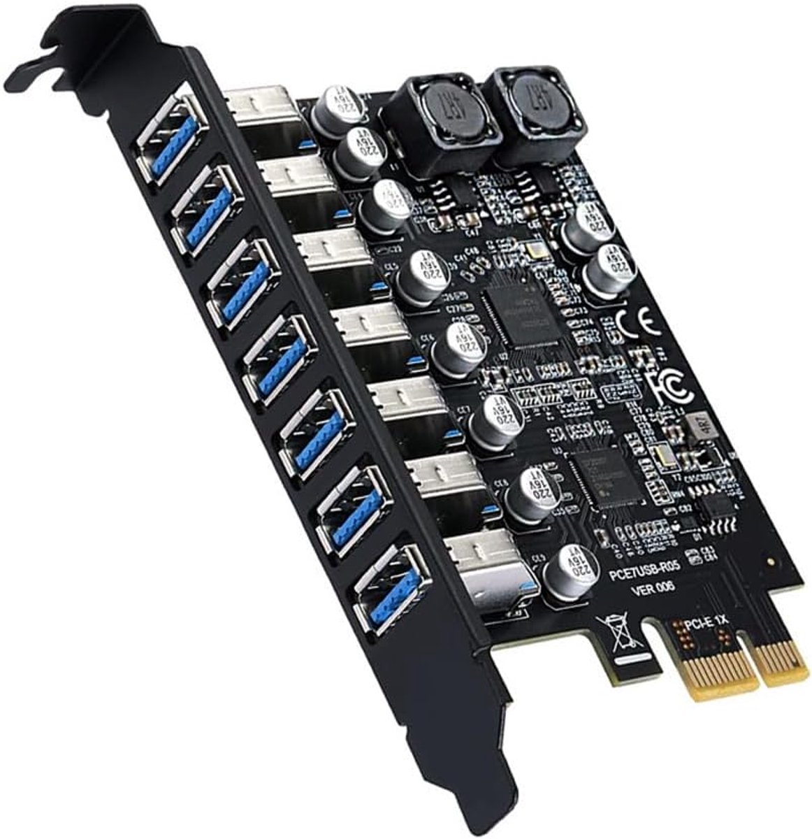 USB 3.2 7-poorts uitbreidingskaart - PCI-E Express - snelle gegevensoverdracht - ideaal voor extra apparaten - SnelShoppen