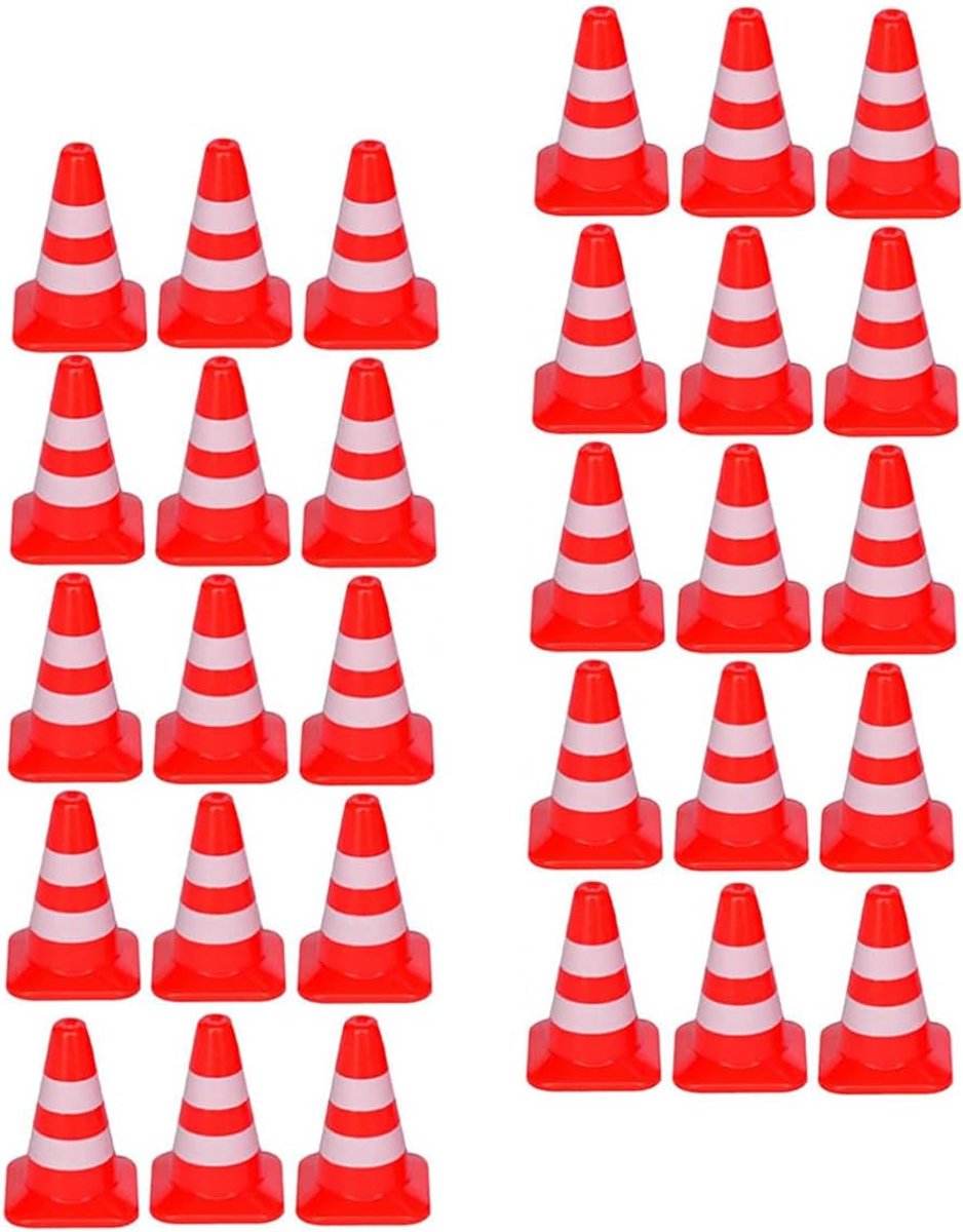 Mini pylonen set van 30 - verkeerskegels - waarschuwingsconen - ideaal voor modelbouw en voetbaltraining - SnelShoppen