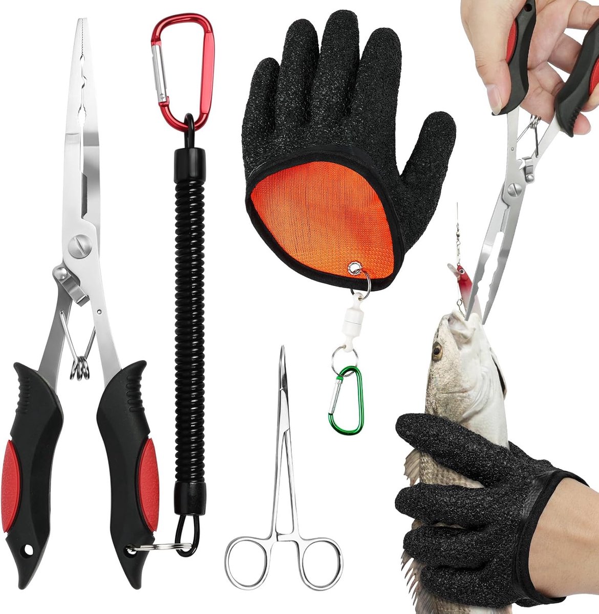Multifunctionele visplierset 4-delig - RVS haakverwijderaar met splitringtang - SnelShoppen