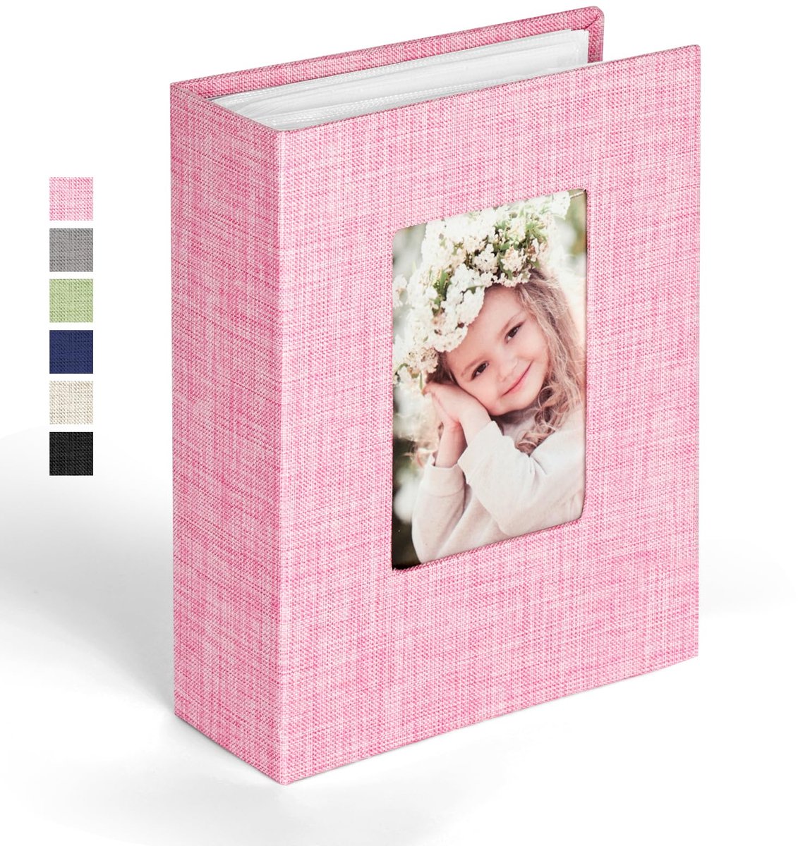 Fotoalbum 6x4 100 zakken - mini-linnen albumboek - gepersonaliseerd omslagvenster - ideaal voor herinneringen - ShopVlot