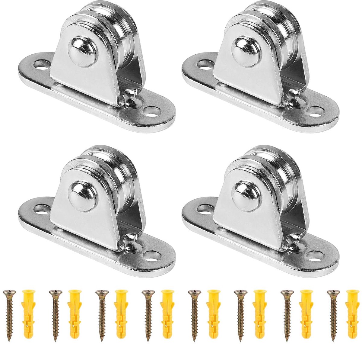 Metalen wielen voor kabels 1-6 mm - set van 4 - met lagers en montagemateriaal - ideaal voor serre en wasrek - ShopVlot