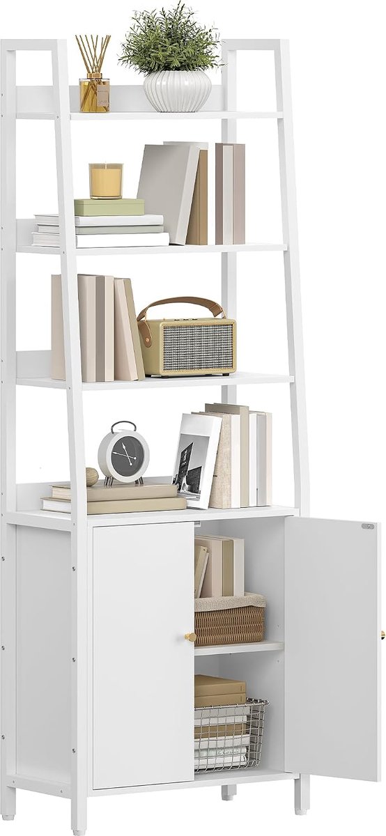 Hzuaneri 6-Delige Boekenkast met Kastdeuren, Plank, 170 cm, Wit