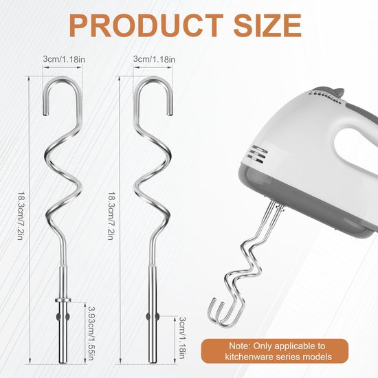 Deeghaken voor handmixer - roestvrijstaal - vervangend - perfect voor deegmixen - ShopVlot — afbeelding 5