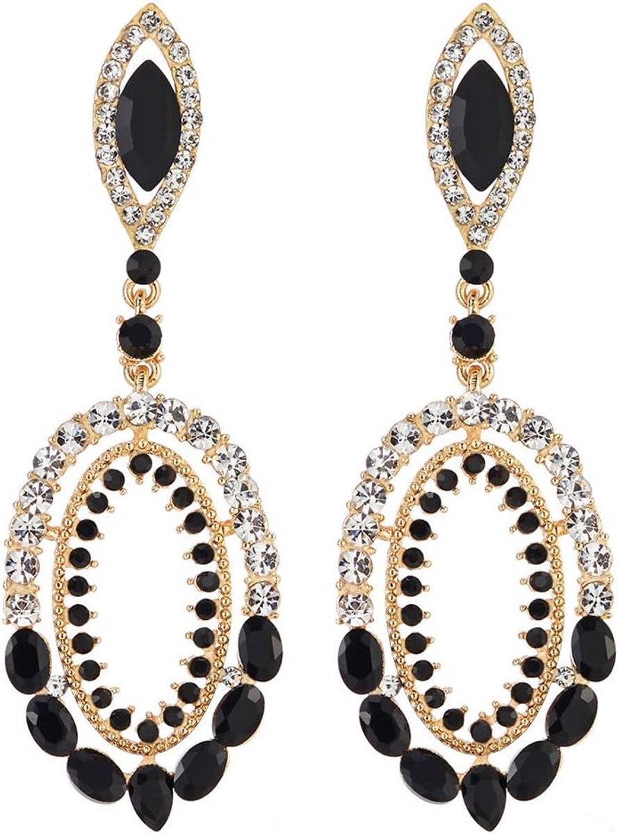 Party Avondjurk zwart - Victoriaanse stijl - Kristal strass details - Elegante uitstraling - ShopVlot