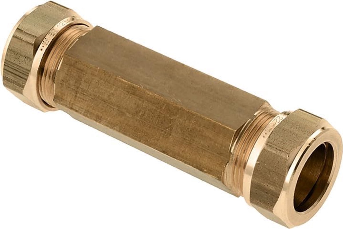 compressiekoppeling 15 mm x 15 mm - messing - reparatiekoppeling - eenvoudig te installeren - ShopVlot