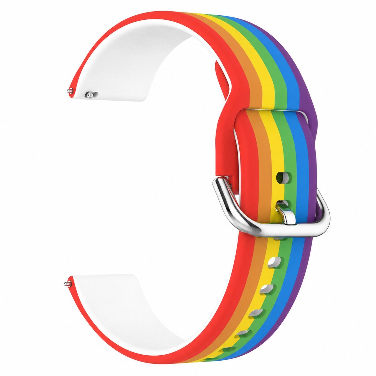 Horlogebandje - siliconen - 20mm - regenboog - met handige aanbrengpin