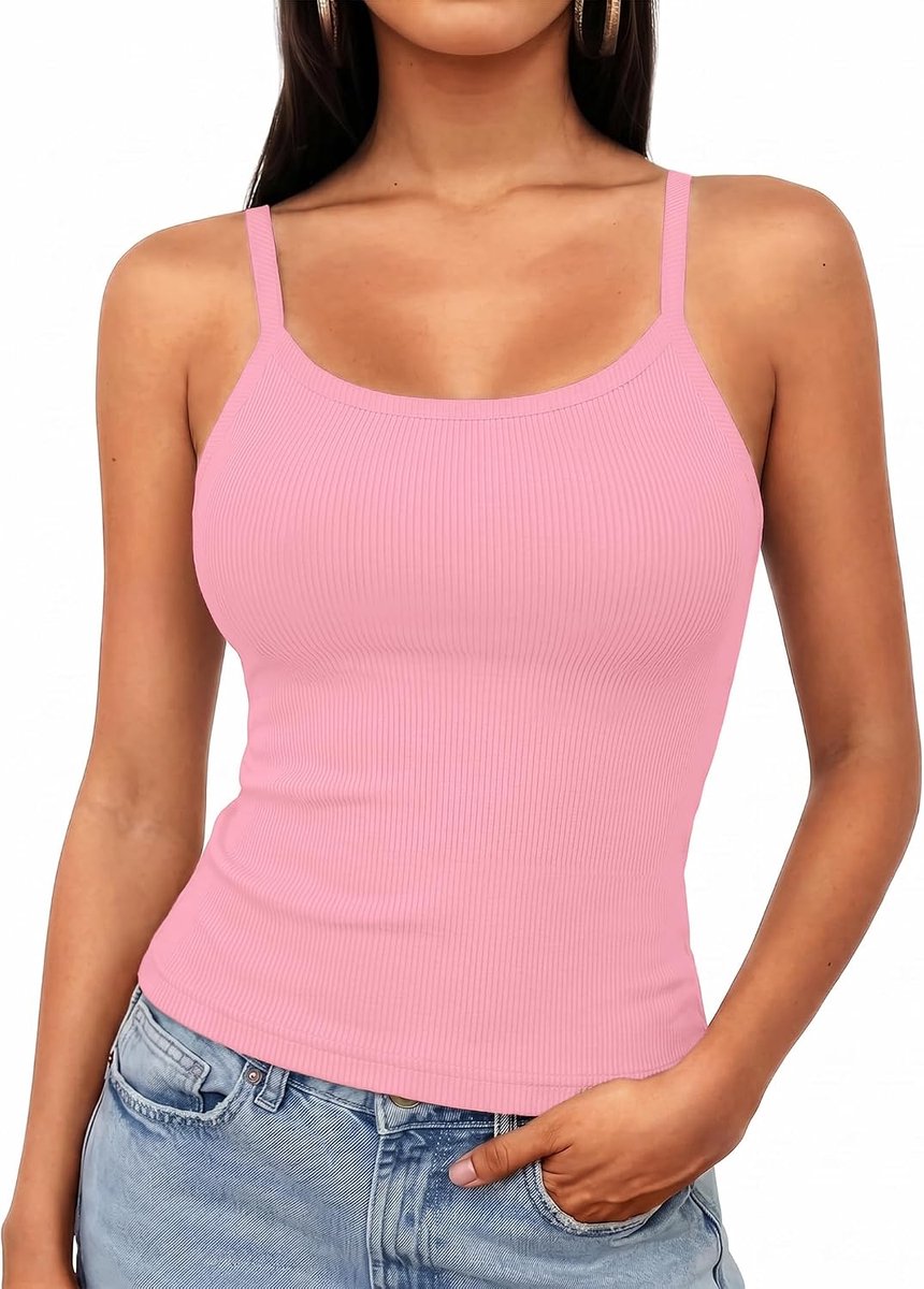 Tanktop dames - mouwloos - spaghetti bandjes - sexy rugloze pasvorm - ShopVlot
