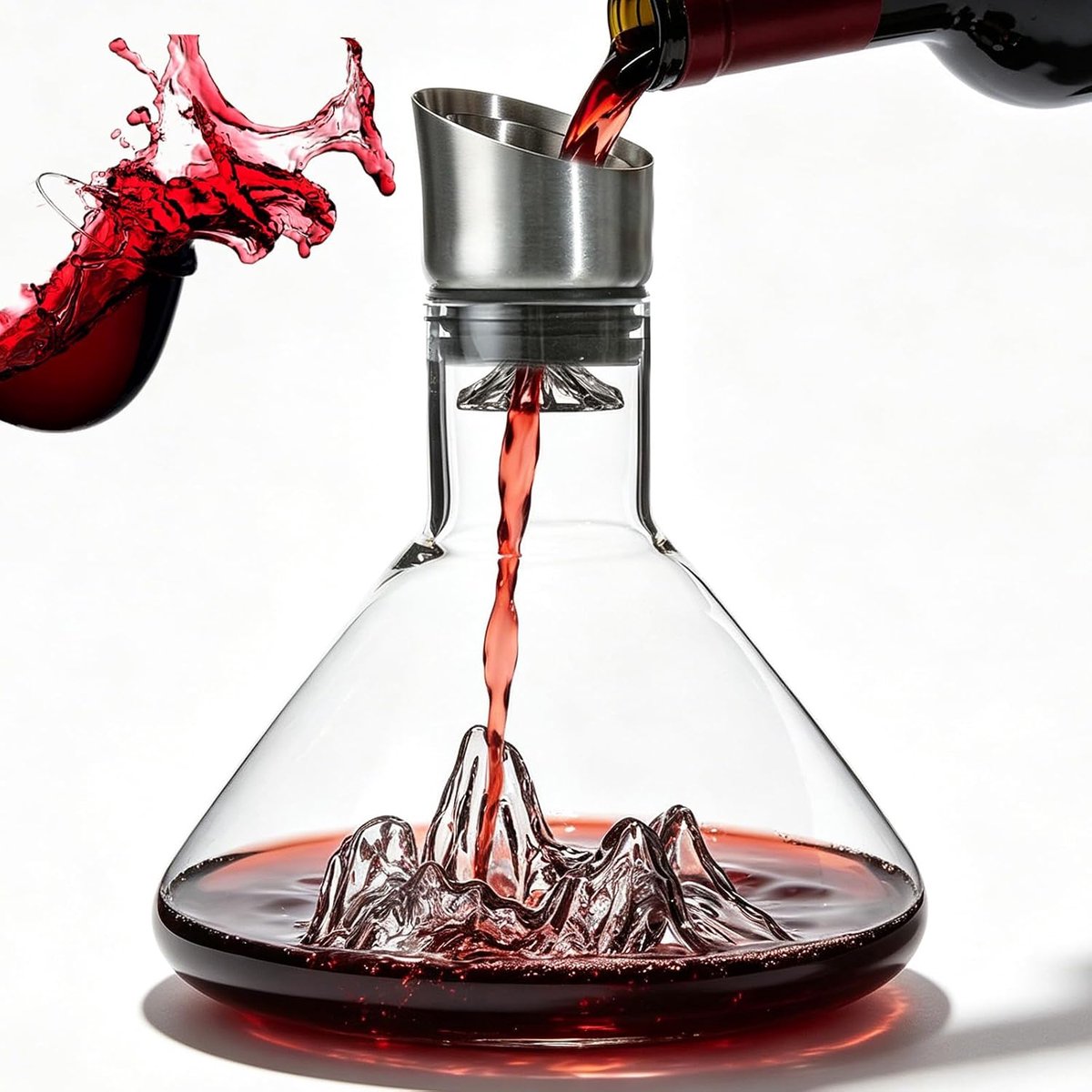 Dekantierkaraf 1500 ml - borosilicaatglas - met beluchter - perfect voor rode wijn - ShopVlot