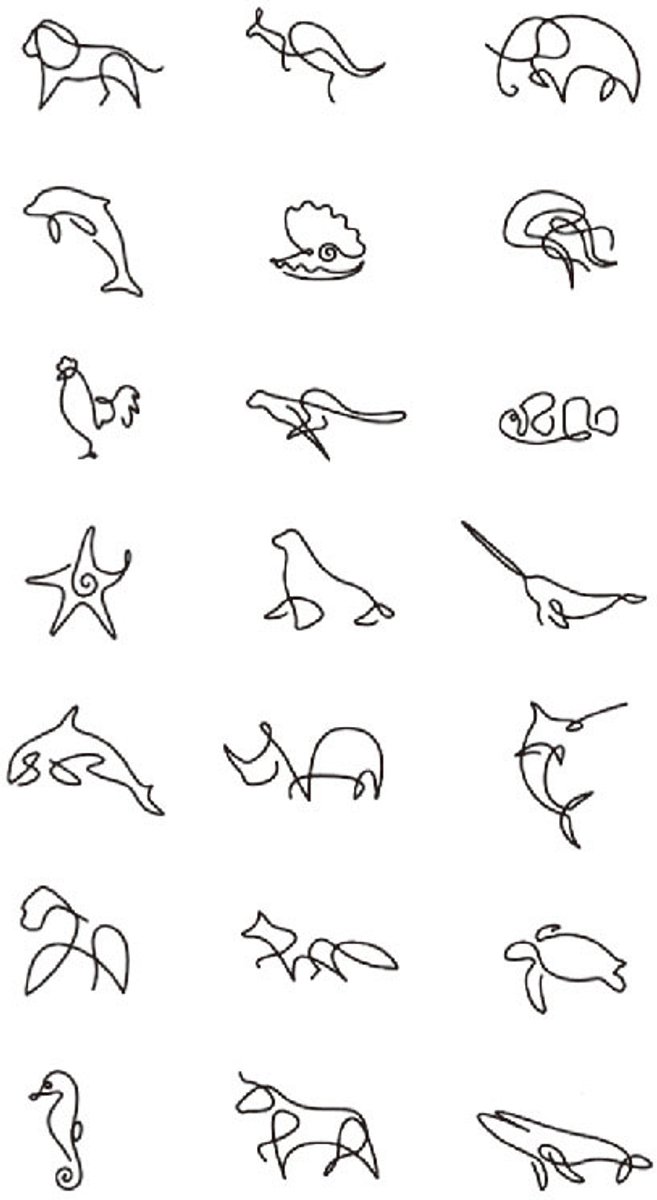 Tijdelijke tattoo One Line Animals 3 dagen