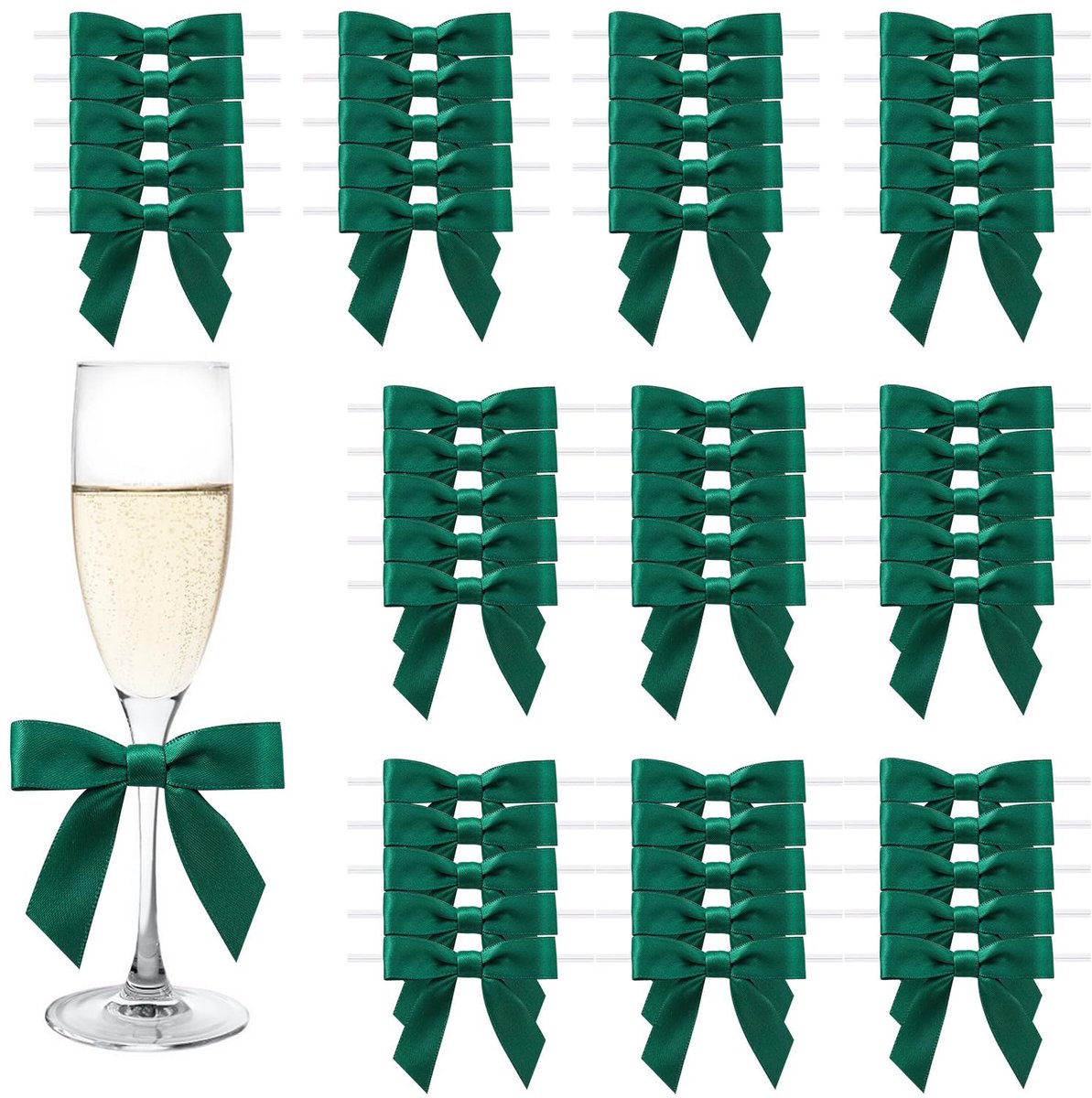 Mini kerststrikken 50 stuks - aqua - decoratieve strikjes - perfect voor feestelijke versiering - ShopVlot
