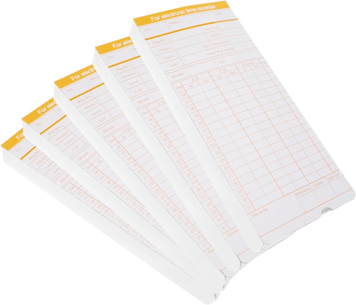 Maandelijkse kaarten - Stempelkaarten - Tijdregistratie - Herbruikbaar - 250 stuks - Wit