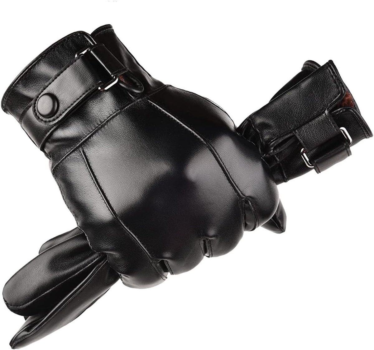 Leren winterhandschoenen heren - fleece - winddicht - ideaal voor autorijden en fietsen - ShopVlot