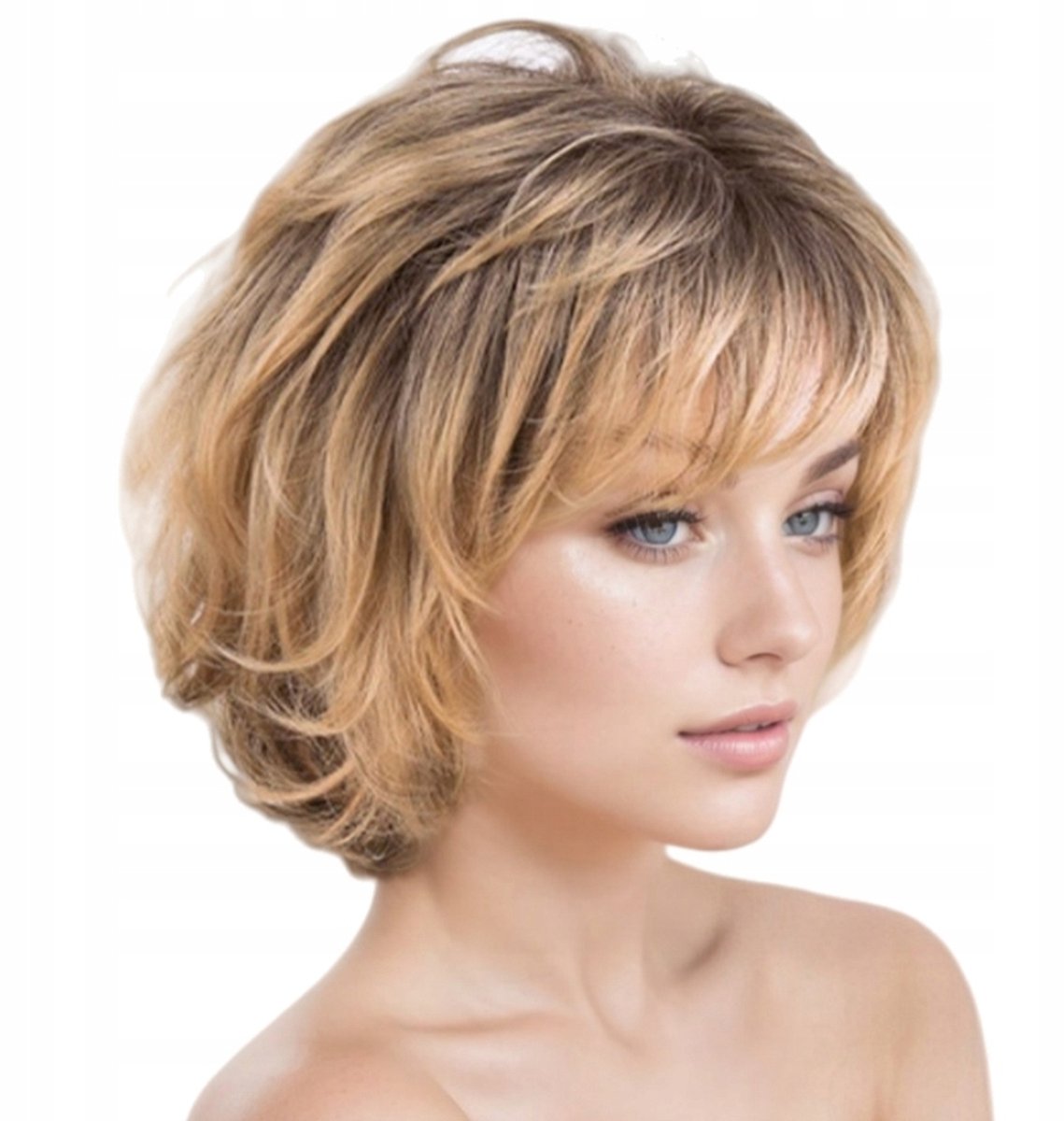 Damespruik Kort Blond Synthetisch Haar Inclusief Pruikenkapje