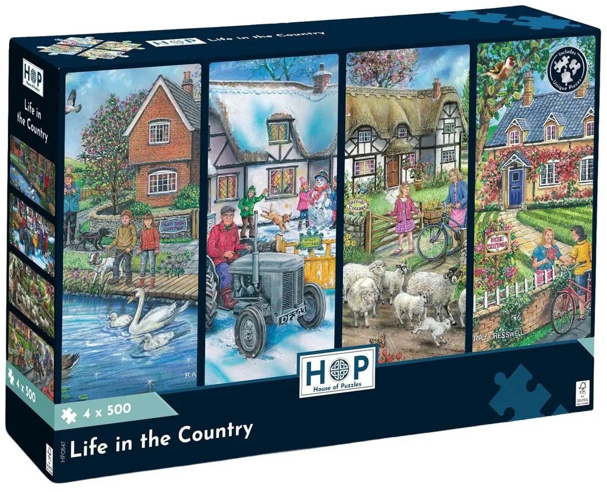 Life in the Country Puzzel 4x 500 Stukjes