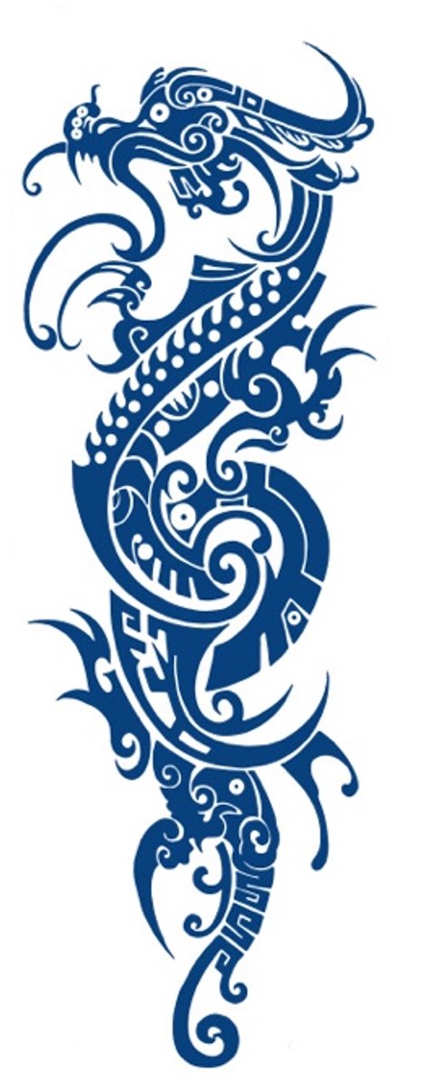 Tijdelijke sleeve tattoo draak tribal 2 weken