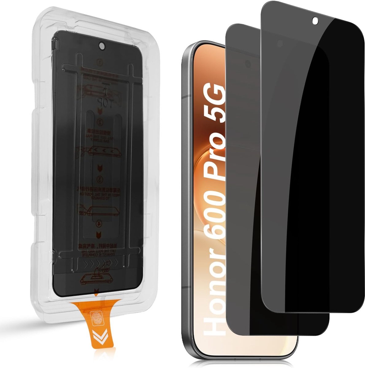 QULLOO Inkijkbescherming beschermfolie voor Honor 600/600 Pro voor pantserglas, 2 stuks 9H veiligheidsglas, privacy - ShopVlot