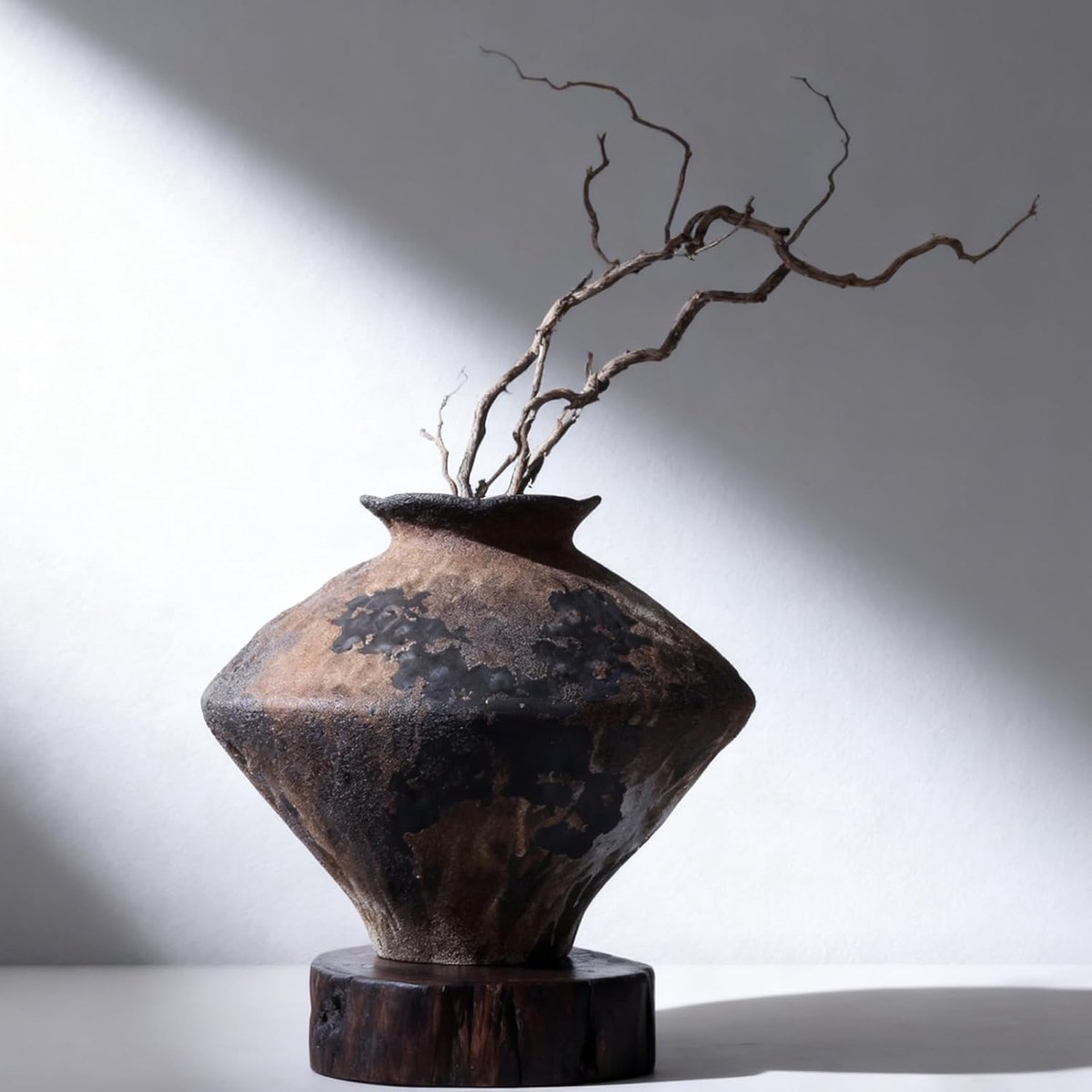 Rusty Ceramic Vase - Distressed Wabi Sabi Pottery for Home Decor, Vintage Clay Vase for Rustic Farmhouse or Modern - ShopVlot