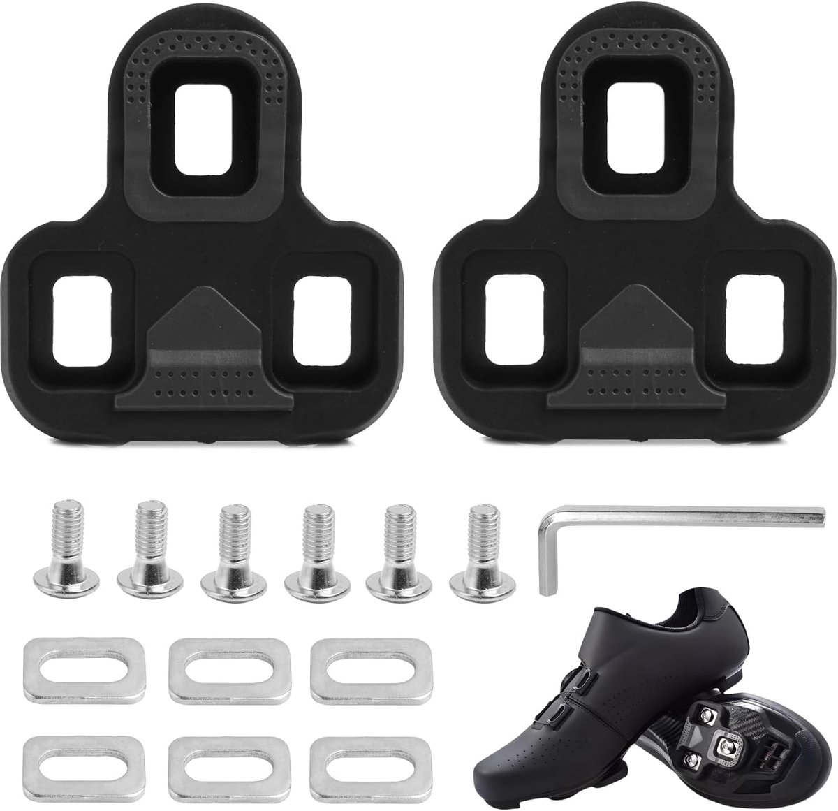 Bicycle Cleat Set, Compatible with Look Keo Blade 2 Max Carbon Classic Pedals, 3 Hole Grip System, 4.5° Float, Grey - ShopVlot