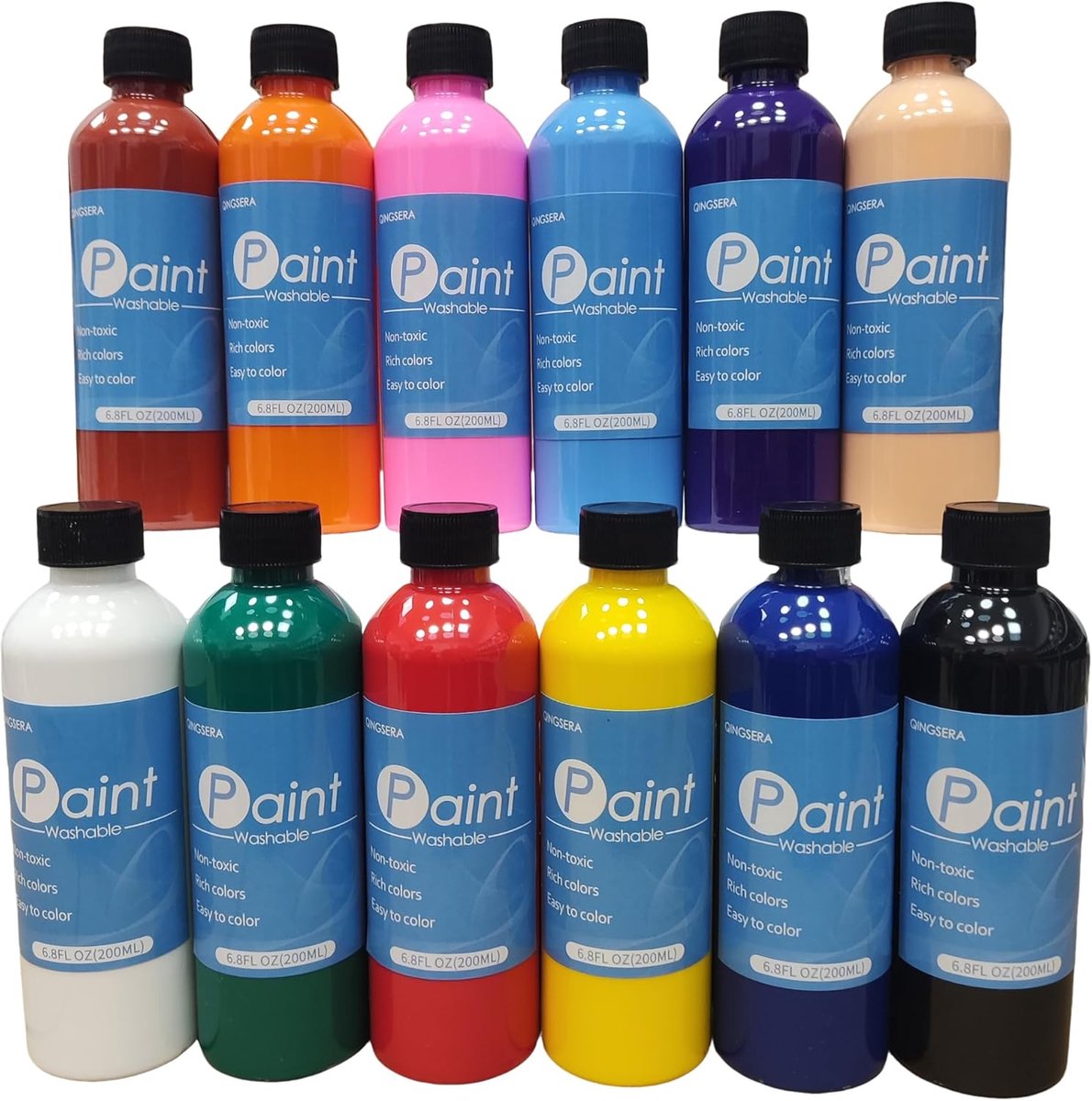 Wasbare posterverf, Tempera verf, 6 oz/200ml, 12 kleuren romige verven, voor kunstbenodigdheden ambachten levendige - ShopVlot