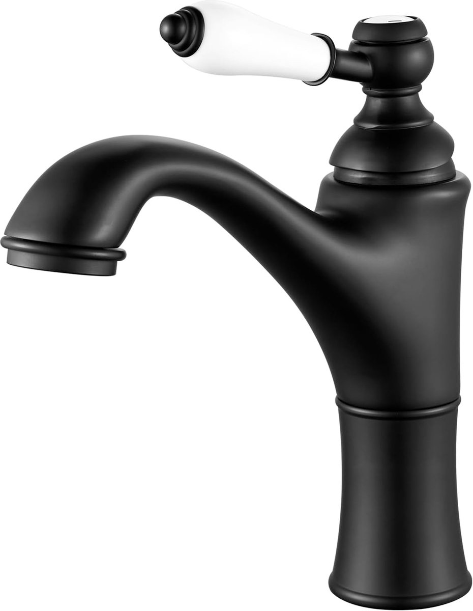 Basin Faucet, Bathroom Water Faucet, Single Lever Basin Mixer Tap, Black - ShopVlot