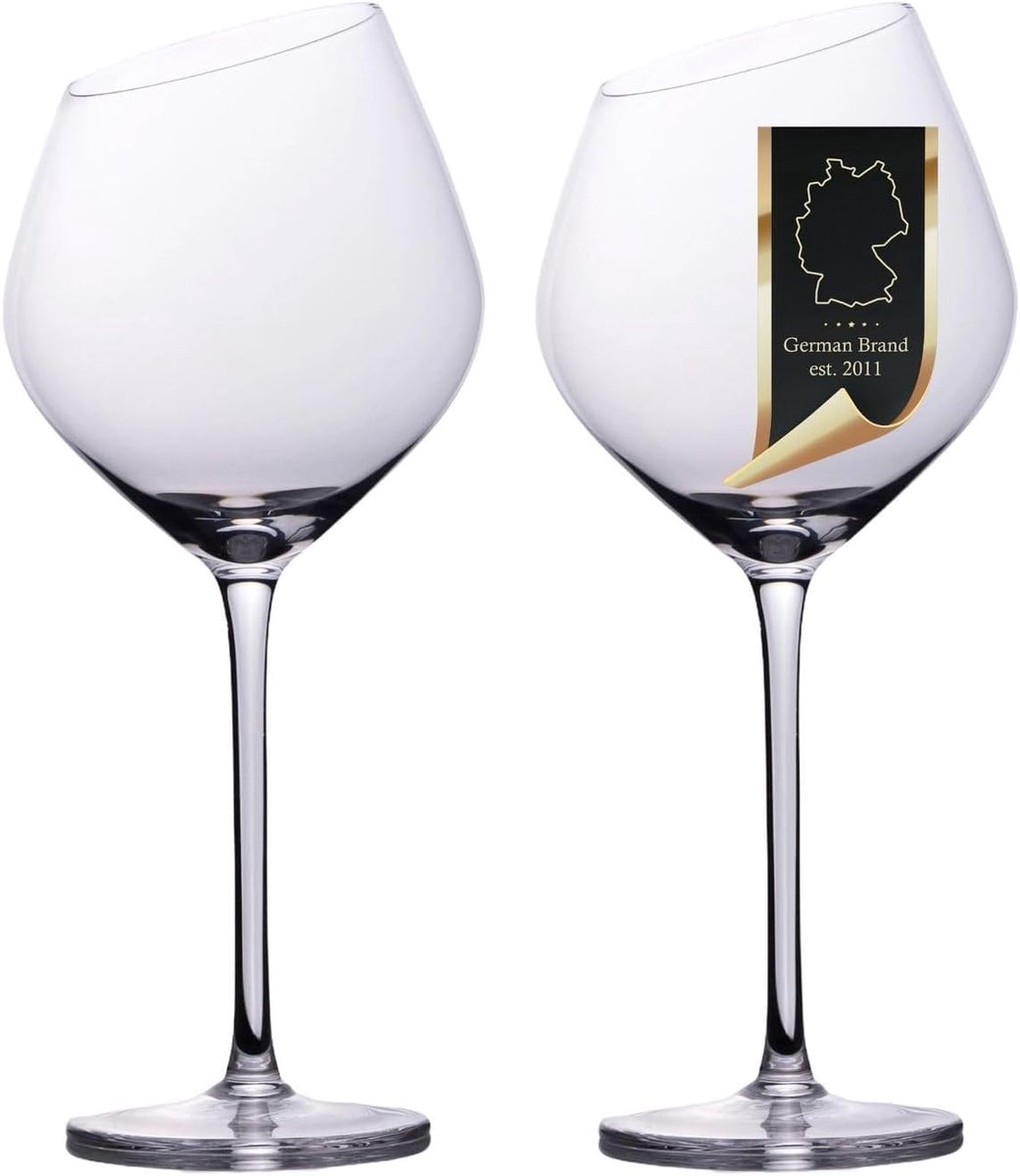 SnelShoppen - Set van 2 Moderne Rode Wijnglazen - 470ml - Kristalhelder en Schokbestendig - Vaatwasmachinebestendig - Perfect voor Feesten en Elegante