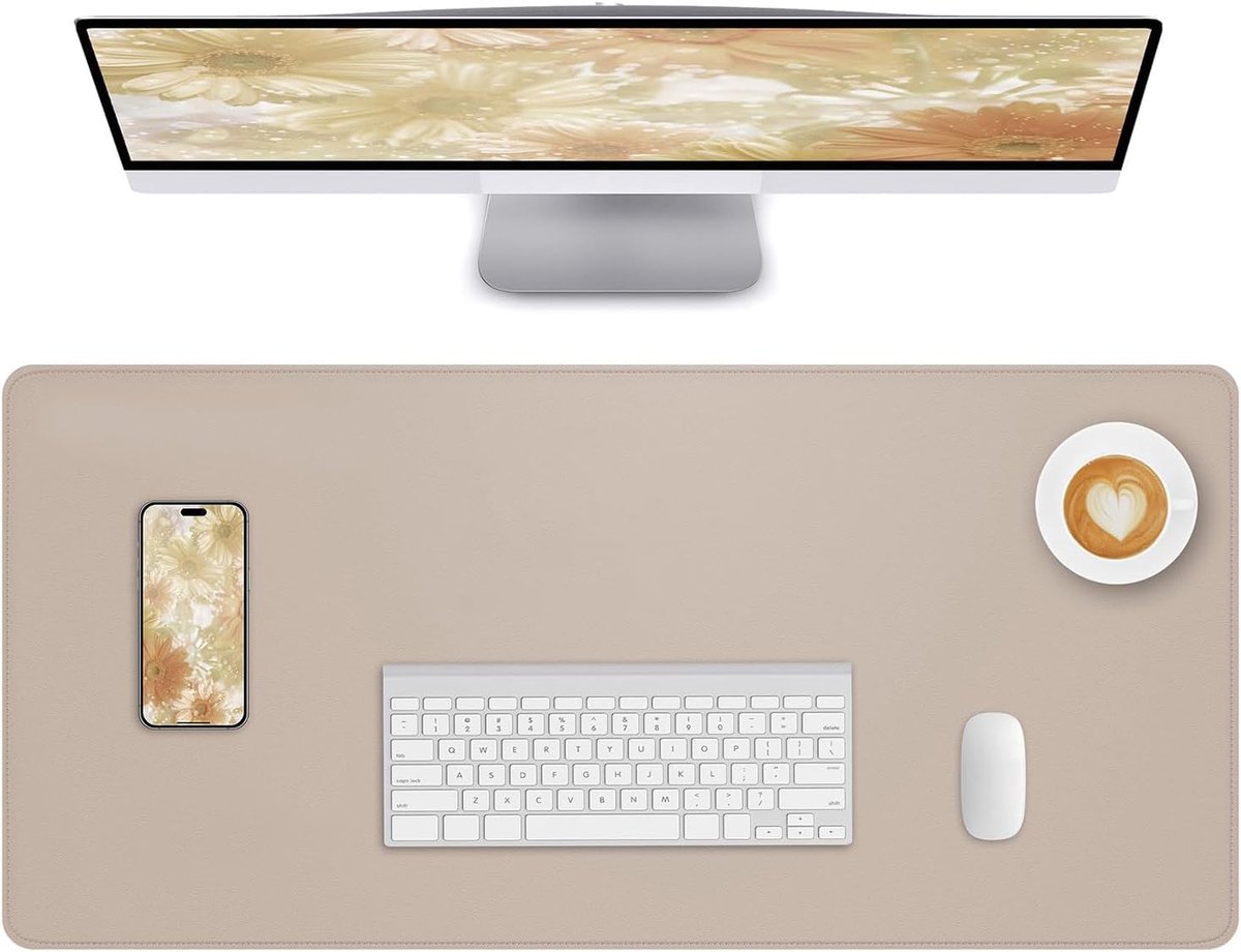 Luxe Leren Bureau Onderlegger - Beige - Waterdicht en Antislip - Bescherming voor Bureau - SnelShoppen