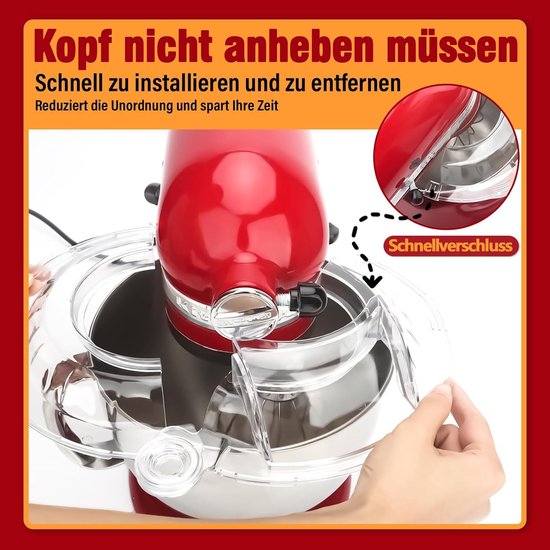 Spritzschutz vervangende spraykap - heldere spatscherm - voor Kitchen Aid 4.5-5 QT - voorkomt spetters - SnelShoppen — afbeelding 2