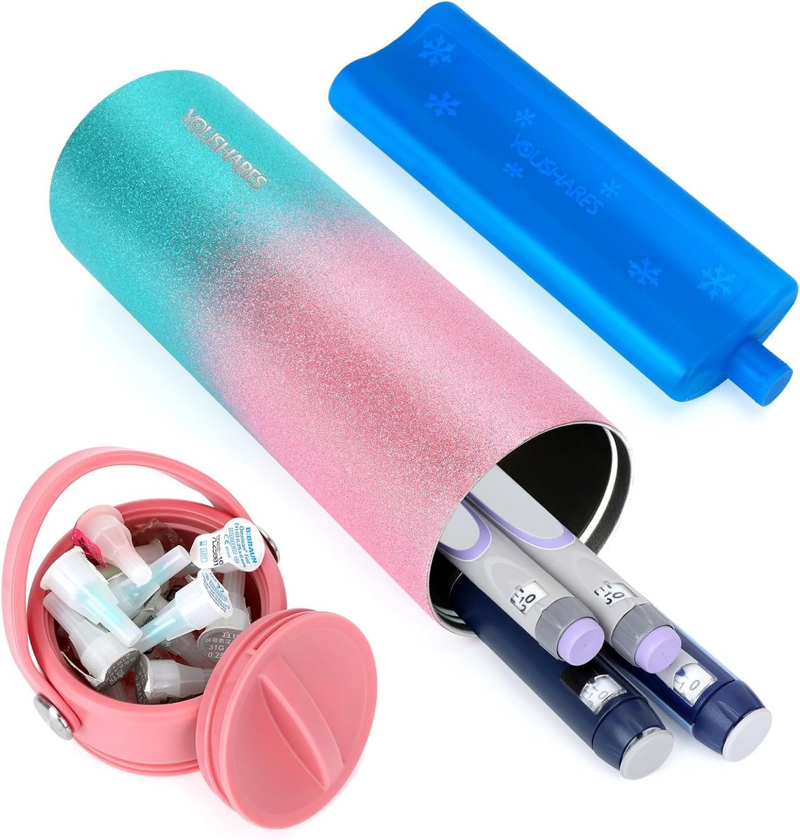 Insuline pouch - koeltas voor insulinepen - roze/groen - handig voor diabetici - SnelShoppen