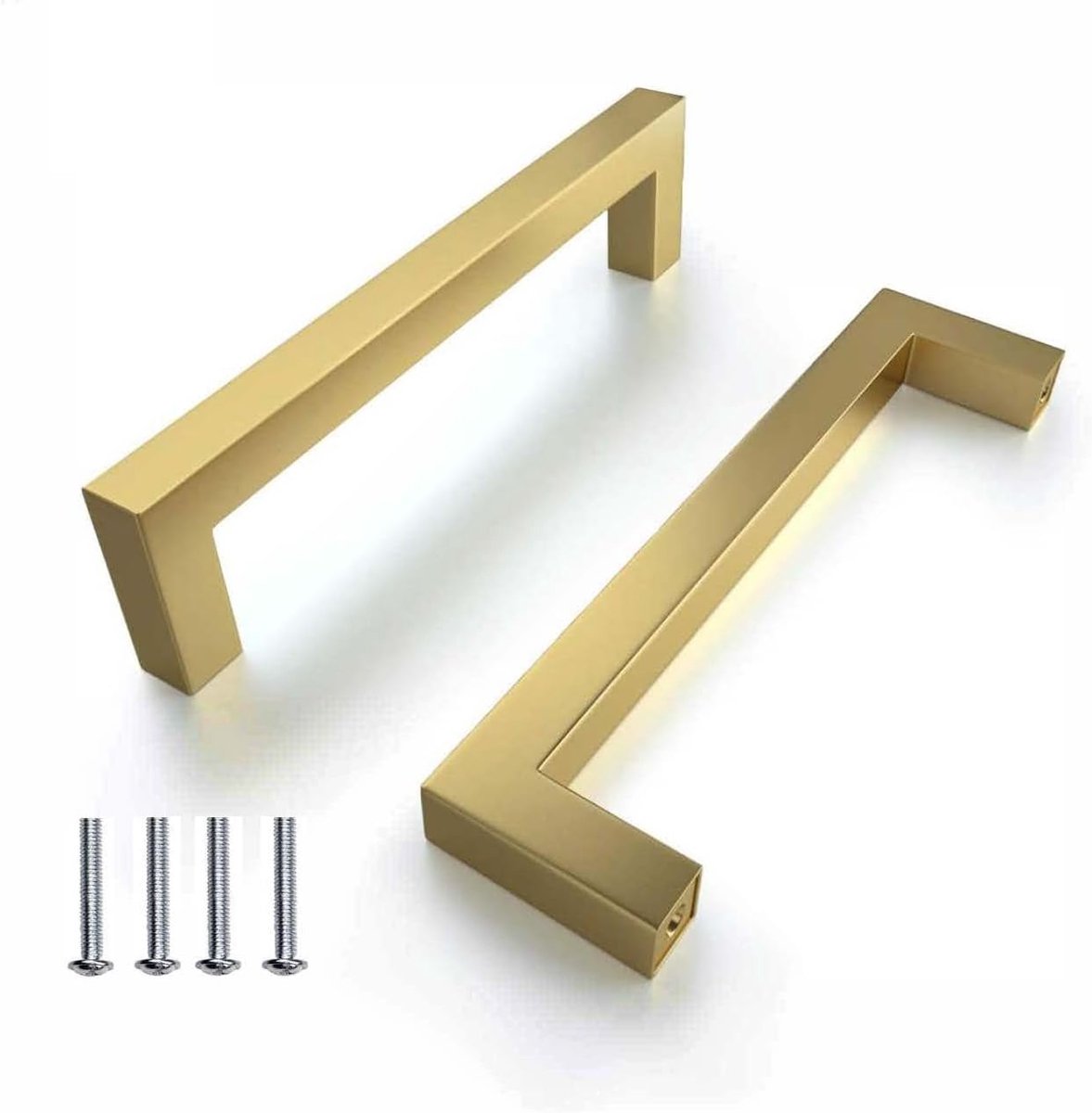 Meubelhandgrepen 128mm - Gouden RVS Vierkante Handgrepen - Duurzaam en Corrosiebestendig - Ideaal voor Keukenladen - SnelShoppen