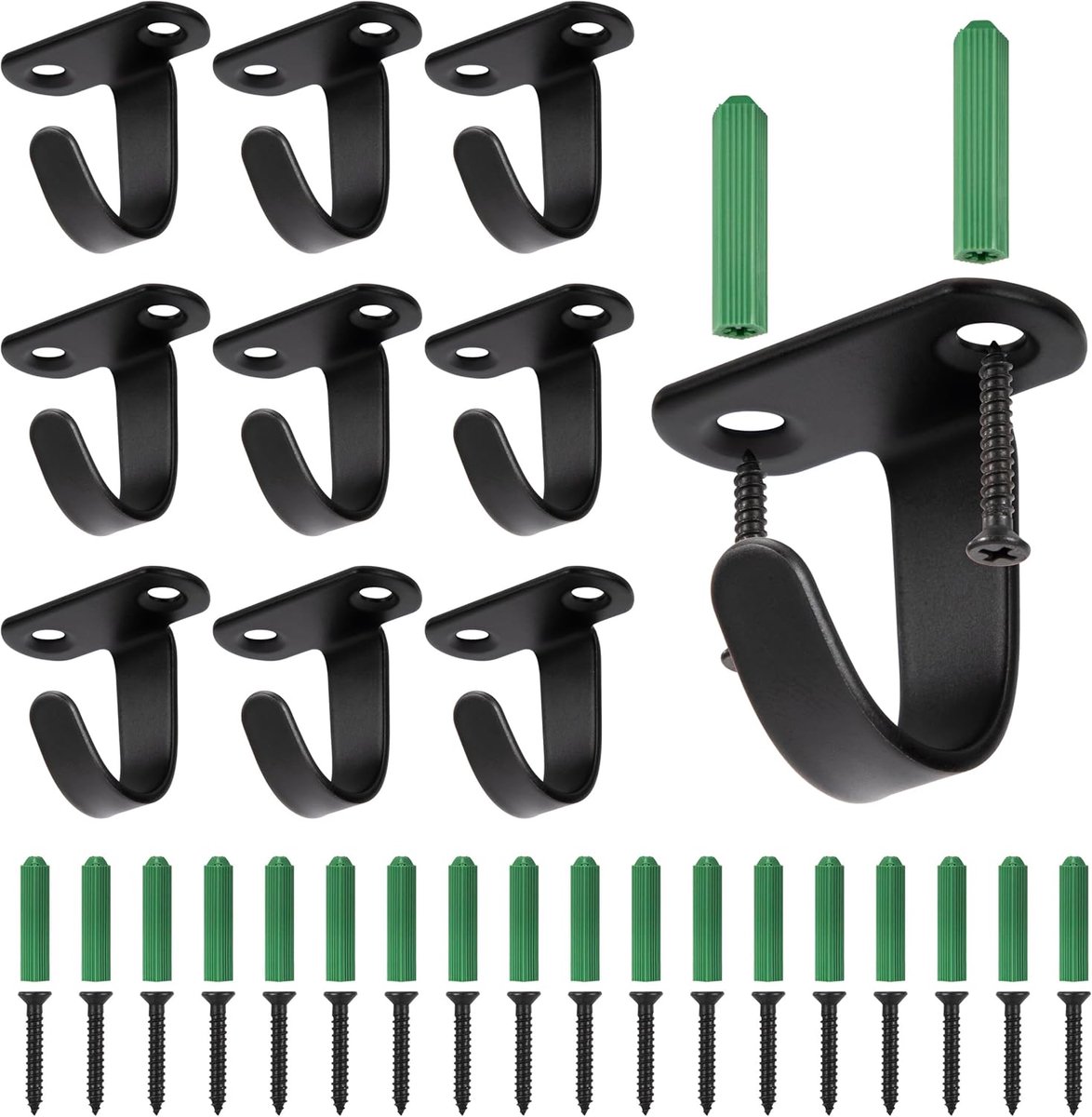 Ceiling hooks zwart - RVS met 20 schroeven - Robuust en roestvrij - Perfect voor badkamer of keuken - SnelShoppen