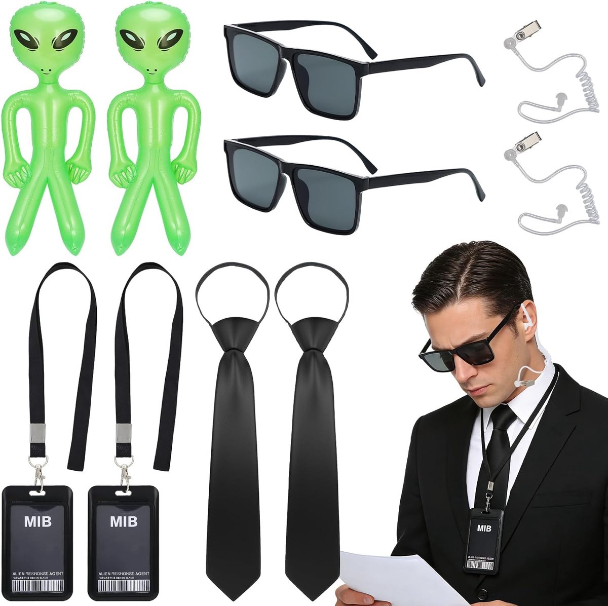 Agent kostuum accessoires set 10-delig - Cosplay set voor volwassenen en kinderen - SnelShoppen