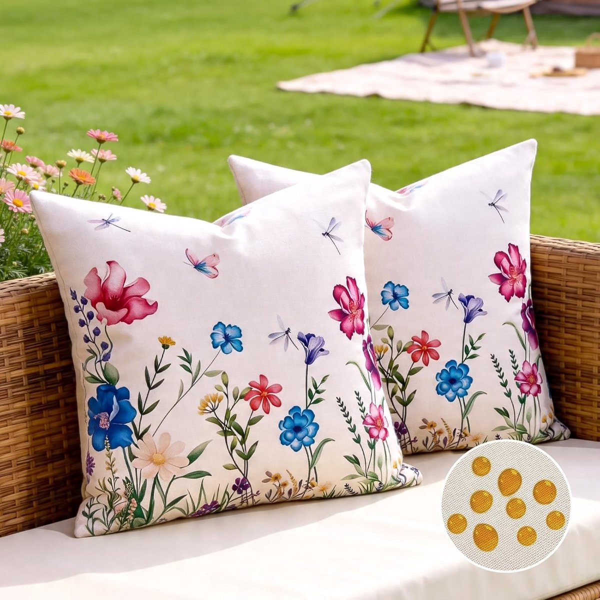 Decoratieve Kussenhoezen 45 x 45 cm - Bloemenprint - Waterdicht - Ideaal voor buitenmeubels - SnelShoppen