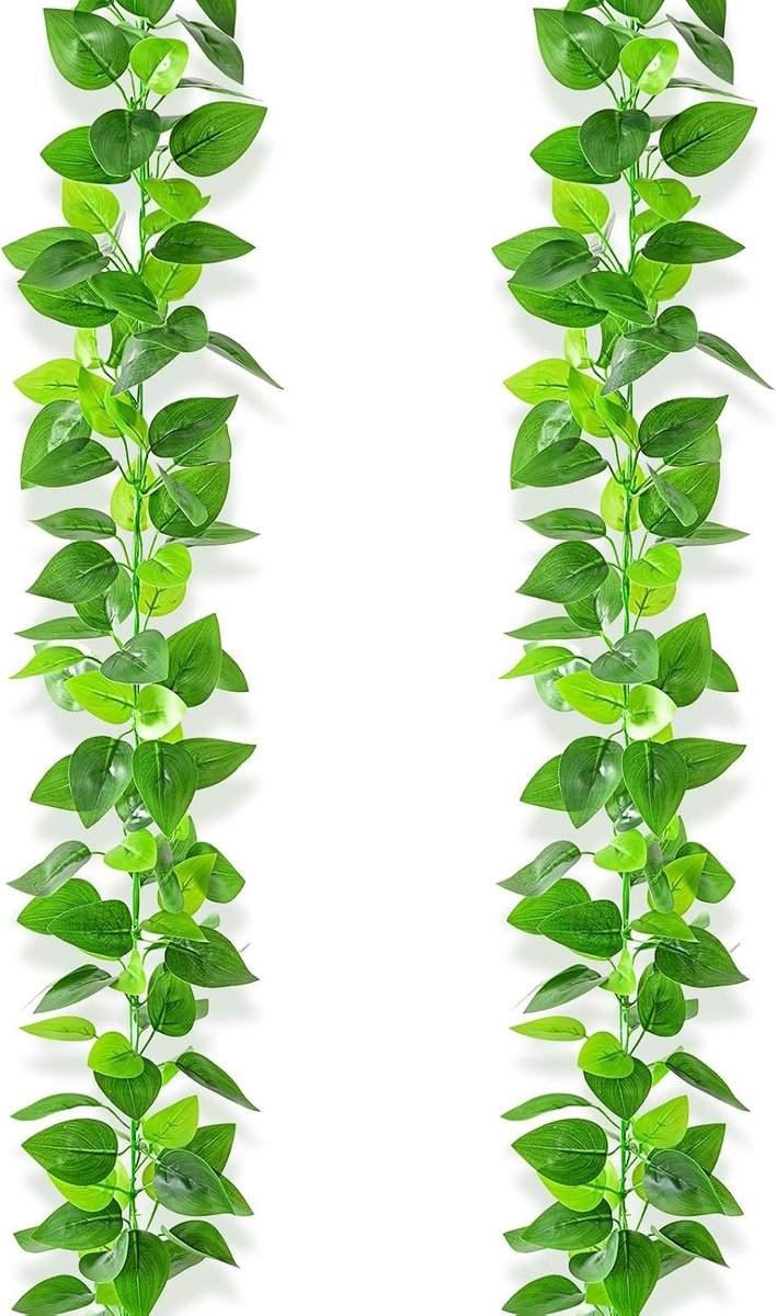 Kunstplant hangplant & klimopguirlande - set van 2 groen - levensechte uitstraling - perfect voor wanddecoratie - SnelShoppen