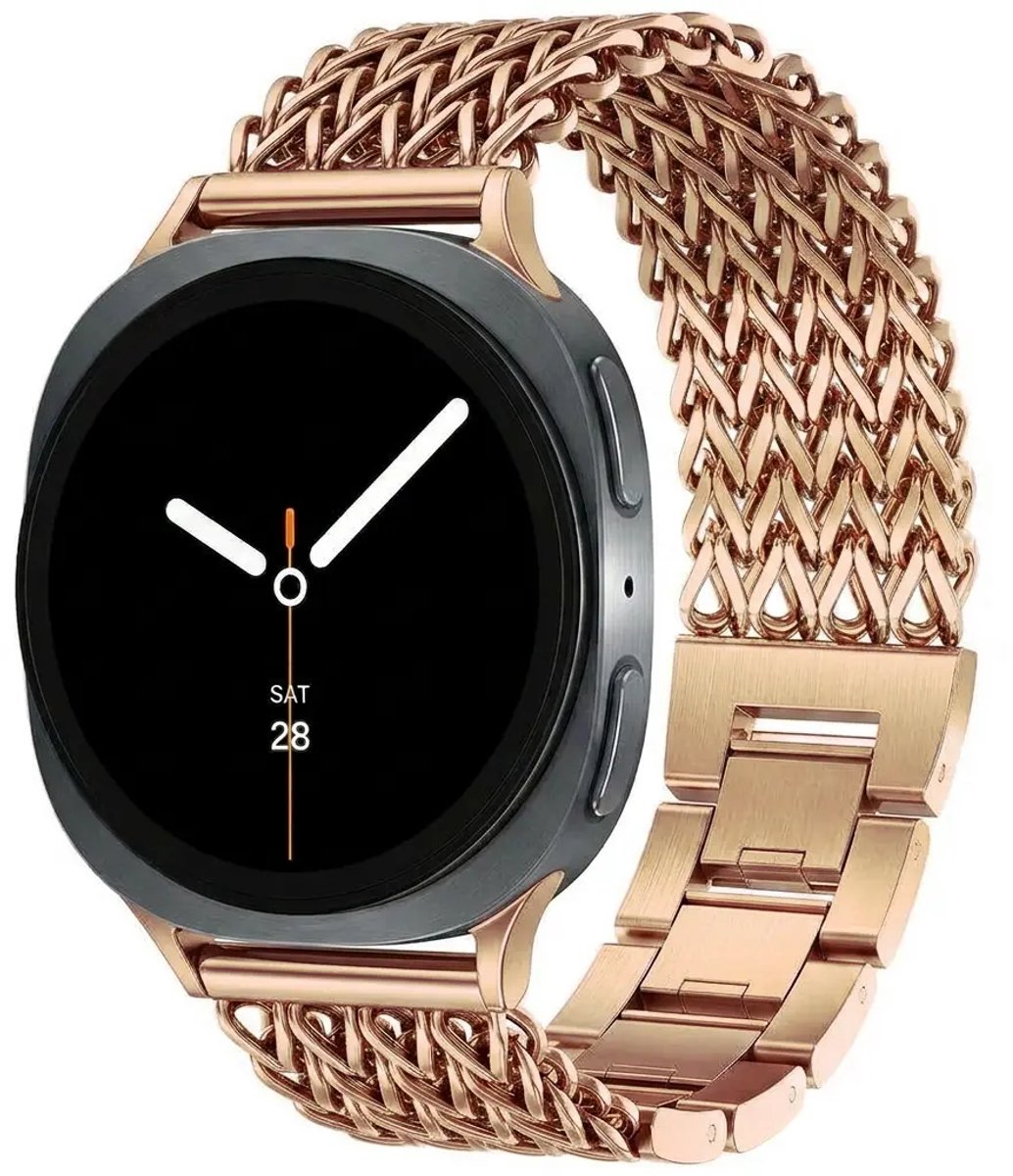 Strap-it Stalen gevlochten band geschikt voor Samsung Galaxy Watch 9 (40/44mm) / Watch 8 (40/44mm) / Classic (46mm) - Rosé Goud