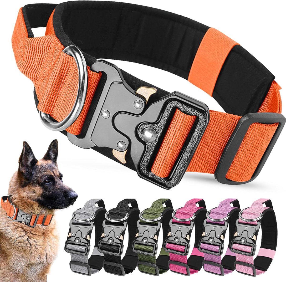 Hondenhalsband breed - tactisch nylon - verstelbaar en comfortabel - ideaal voor training - ShopVlot