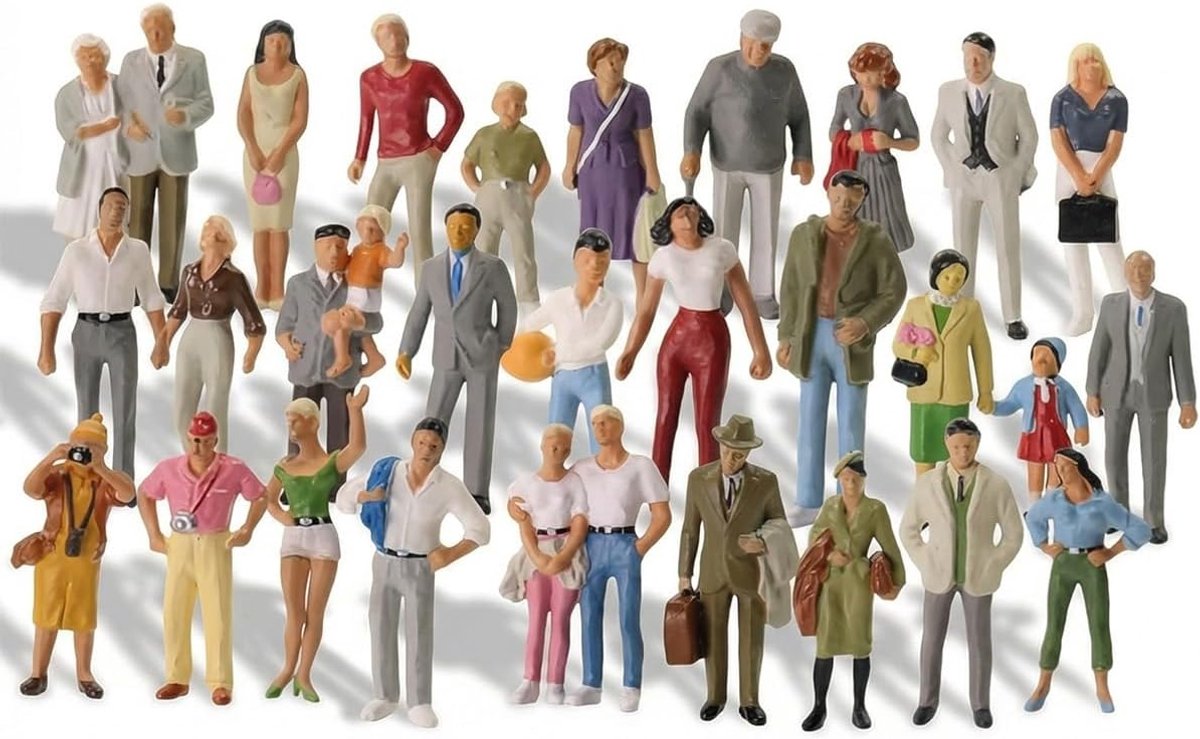 Miniatuur Figuren Set van 50 - H0 1:87 - Geschilderd - Perfect voor Diorama en Modelbouw - ShopVlot