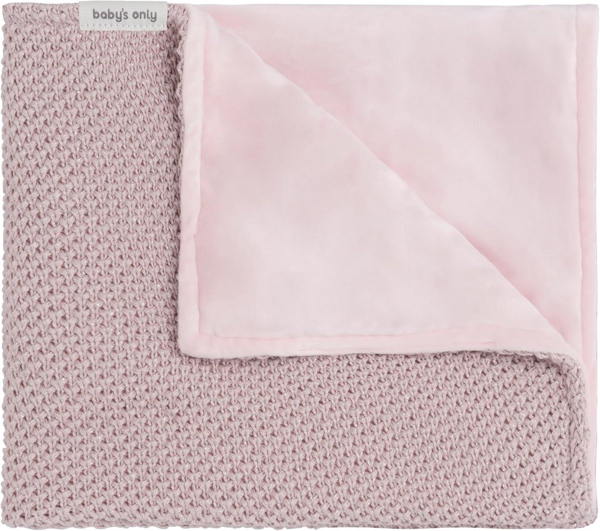 SnelShoppen - Babydeken gebreid - Soft babydekentje Sparkle Flavor - Dekentje voor meisjes - 2.1 TOG - 100x135cm - Zilver-Roze Melange - Met subtiele