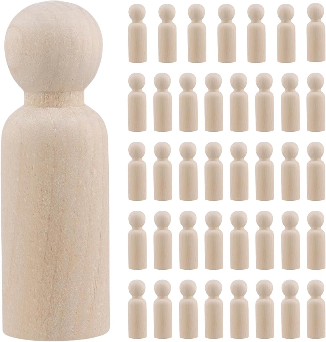 Houten Figuren voor Schilderen 9 cm - 40 Stuks - Hoge Kwaliteit - Voor Creatieve DIY Projecten - ShopVlot